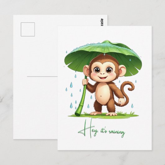Hey' It's Raining Postkarte (Vorne/Hinten)