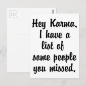 Hey Karma.. Postkarte (Vorne/Hinten)