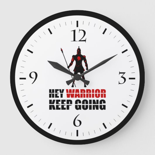 Hey Krieger behalten Große Wanduhr (Vorderseite)