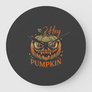 Hey Kürbis Halloween Kürbislaterne Brille Schnurrb Große Wanduhr