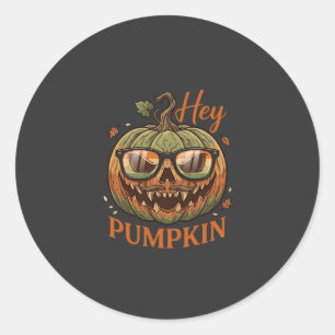 Hey Kürbis Halloween Kürbislaterne Brille Schnurrb Runder Aufkleber