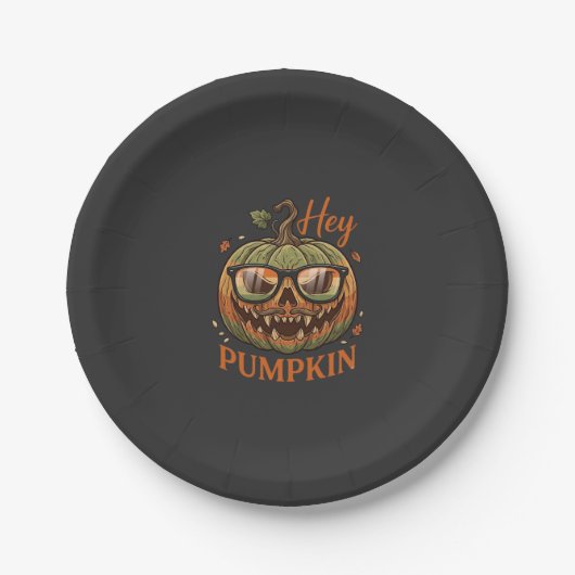 Hey Kürbis Halloween Kürbislaternen Brille Schnurr Pappteller (Vorderseite)