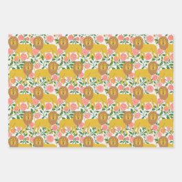 Hey Lion! Löwen, Punkte, helle Farben Geschenkpapier Set