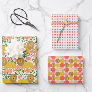 Hey Lion! Löwen, Punkte, helle Farben Geschenkpapier Set