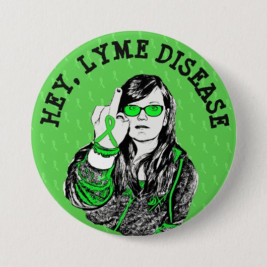 Hey Lyme Disease Awareness Ribbons Button (Vorderseite)