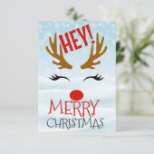 Hey! Merry Christmas Dankeskarte (Stehend Vorderseite)
