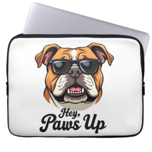 Hey Paws hoch Vintage Bulldogge mit Sonnenbrille L Laptopschutzhülle