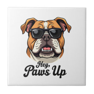 Hey Paws Up Vintage Bulldogge mit Sonnenbrille Lus Fliese