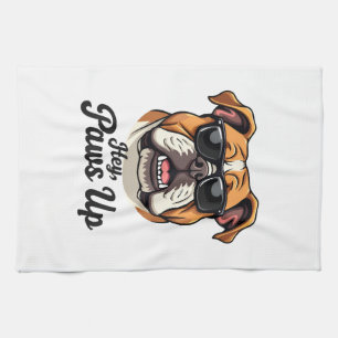 Hey Paws Up Vintage Bulldogge mit Sonnenbrille Lus Geschirrtuch