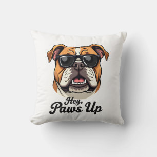 Hey Paws Up Vintage Bulldogge mit Sonnenbrille Lus Kissen