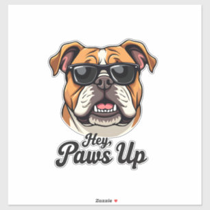 Hey Pfoten hoch Vintage Bulldogge mit Sonnenbrille Aufkleber