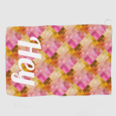 Hey Pink Wasserfarbe Geometrisches Muster Golfhandtuch (Horizontal)