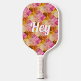 Hey Pink Wasserfarbe Geometrisches Muster Pickleball Schläger
