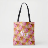 Hey Pink Wasserfarbe Geometrisches Muster Tasche (Vorderseite)