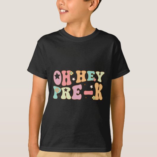 Hey, Pre K Groovy zurück zur Schule glücklich erst T-Shirt (Vorderseite)