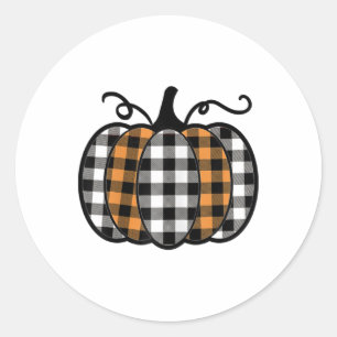 Hey Pumpkin Buffalo Kariert für Herbst Herbst Than Runder Aufkleber