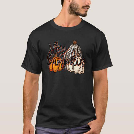 Hey Pumpkin Leopard Herbst Vibes Hallo Pumpk T-Shirt (Vorderseite)