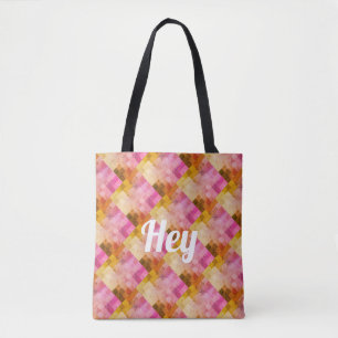 Hey Rosa Wasserfarbe Geometrisches Muster Tasche