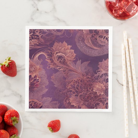 Hey Rosegold Floral AI art  Serviette (Beispiel)