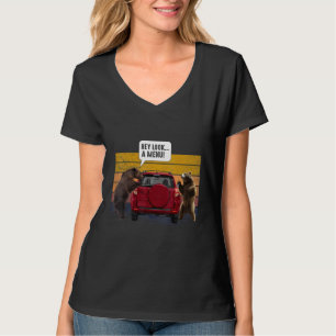 Hey Schau Ein Menü Camping Camper Retro Vintage Lu T-Shirt