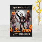 Hey, schön! Frohe Halloween! Ghouls und Zombie Karte (Gelbe Blume)
