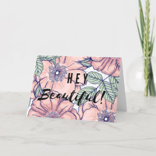 Hey schön! Hübsches Blumenrosa Lila Dankeskarte