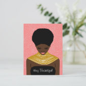 Hey schöne schwarze Frau mit einer Tribal-Nekklace Postkarte (Stehend Vorderseite)