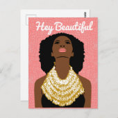 Hey schöne schwarze Frau mit einer Tribal-Nekklace Postkarte (Vorne/Hinten)