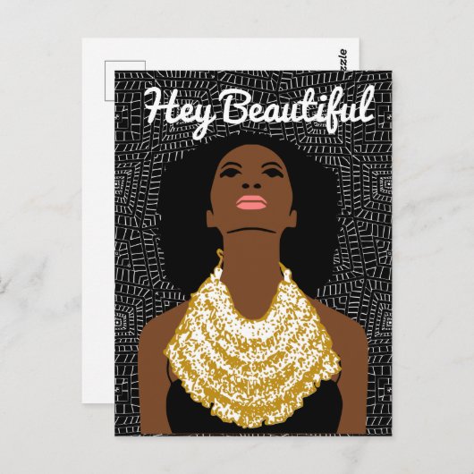 Hey schöne schwarze Frau mit einer Tribal-Nekklace Postkarte (Vorne/Hinten)