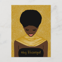 Hey schöne schwarze Frau mit einer Tribal-Nekklace Postkarte