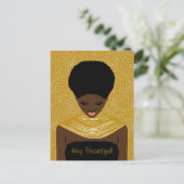 Hey schöne schwarze Frau mit einer Tribal-Nekklace Postkarte (Stehend Vorderseite)