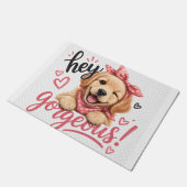 Hey Schönes Süßes Hund Design Fußmatte (Schrägansicht)