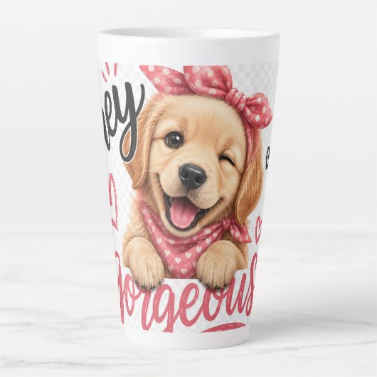 Hey Schönes Süßes Hund Design Milchtasse (Vorderseite)