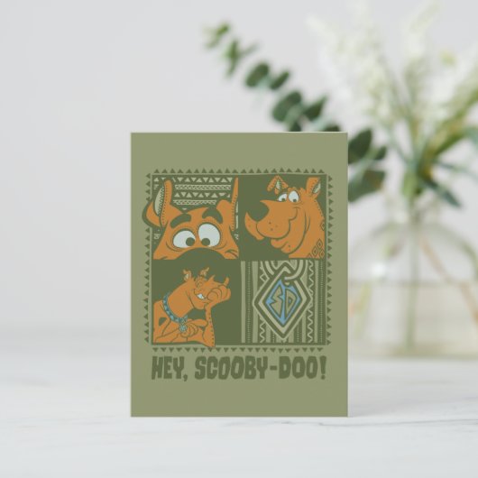 Hey Scooby-Doo Tribal Square Grafik Postkarte (Stehend Vorderseite)