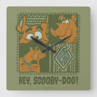 Hey Scooby-Doo Tribal Square Grafik Quadratische Wanduhr