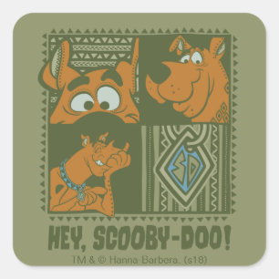 Hey Scooby-Doo Tribal Square Grafik Quadratischer Aufkleber