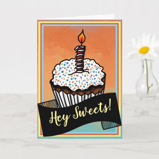 Hey Sweets, Happy Birthday Cupcake Karte (Kleine Pflanze)