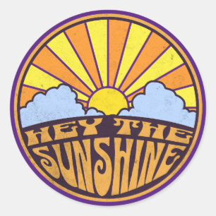 Hey The Sunshine Groovy Sonnenaufgang Runder Aufkleber