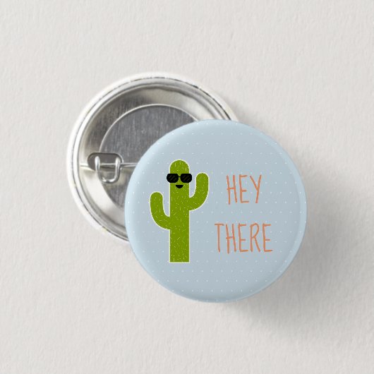 "HEY There" - Niedlicher Kaktus mit Sonnenbrille | Button (Vorne & Hinten)