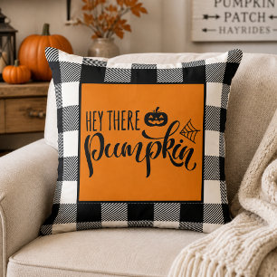 Hey There Pumpkin Halloween Büffel Karo Kissen
