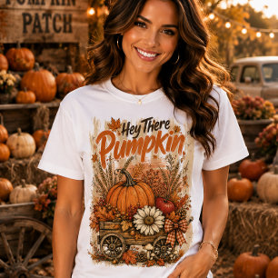Hey There Pumpkin Herbstliche Vintage-Blumenwiese T-Shirt