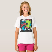 Hey Typ Gimme 5" Skater Dino Kids T - Shirt (Vorne ganz)