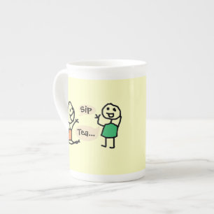 Hey Wanna Sip Tea Bone China Cups von RoseWrites Porzellantasse