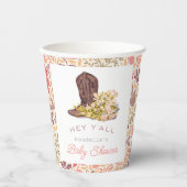 Hey Y'all Cowboy Boot & Bouquet Girl Baby Shower Pappbecher (Vorderseite)