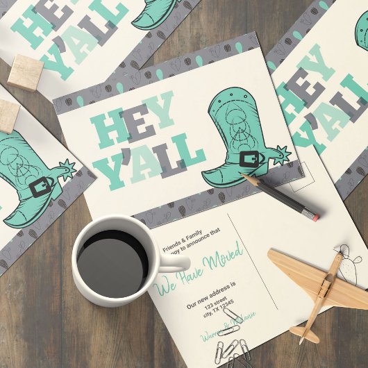 Hey Y'All - Texas Moving Ankündigungspostkarte