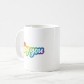 Hey You Farbige Gradient-Typografie-Design Kaffeetasse (Vorderseite Links)