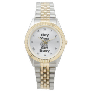 Hey You Get Busy Finger Silber Armbanduhr