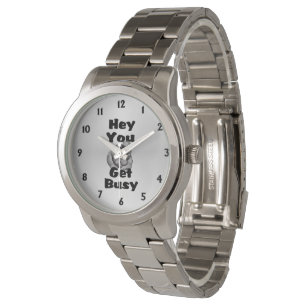 Hey You Get Busy Finger Silber Armbanduhr