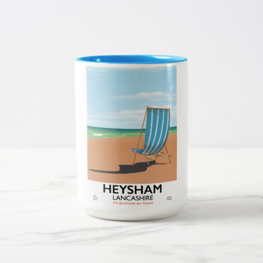 Heysham Lancashire Vintages Zugposter Zweifarbige Tasse (Mittel)