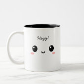 “Heyy!” Cute Face Two-Tone Cofee Mug Zweifarbige Tasse (Links)